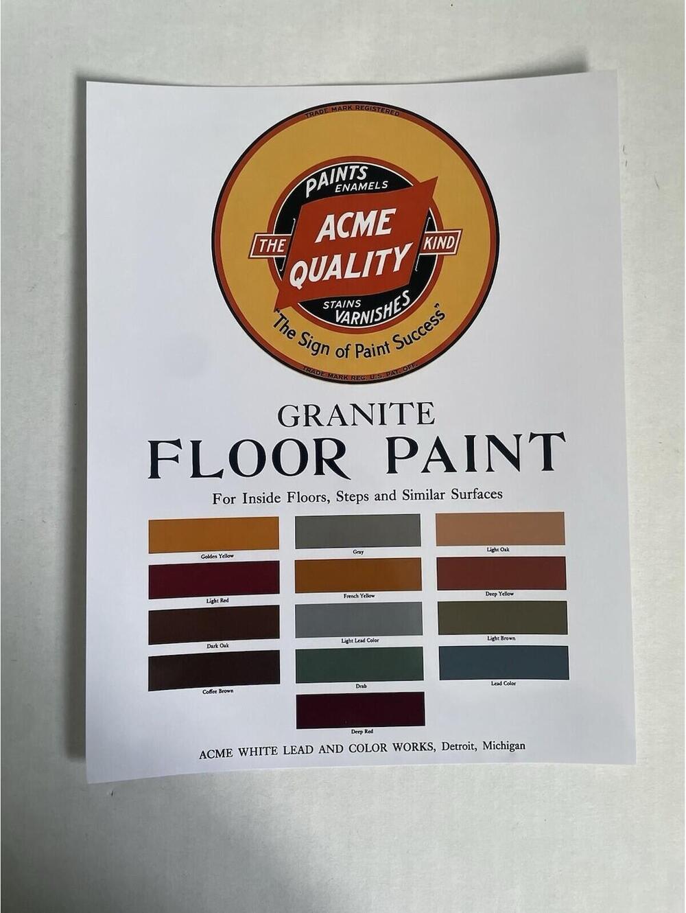 ACME Paint Co Poster Paper PRINT 8.5" x 11" Vintage Ad Sign Floor Paint
